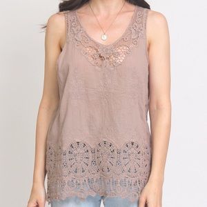 Cotton embroidered crochet top